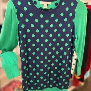 Banana Republic Navy and Teal Polka Dot Sweater
